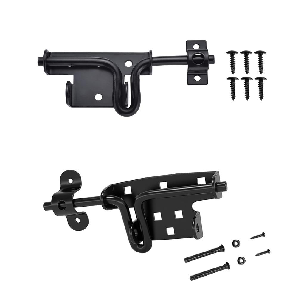 Slide Bolt Gate Latch Iron Bolt Sliding Lock Black Bolt Gate Lock with Screws for Outdoor Doors Sheds Barn Door Home Hardware 1p