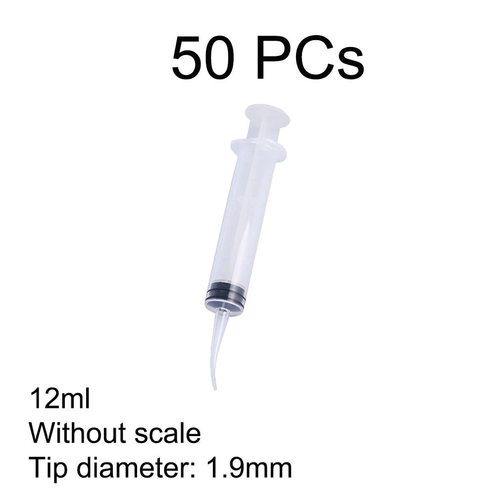 50 Pcs Disposable Dental Irrigation Syringe Curved Tip 12Ml Dentist Use Tip Diameter 1 9Mm Dentistry Material