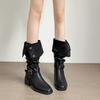 Loafers with Vintage Pleated Boots - Women's Niche Shoes, Long Boots