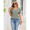 2026 Summer New Loose Women's V-Neck Waffle Pocket Short Sleeve Casual T-Shirt