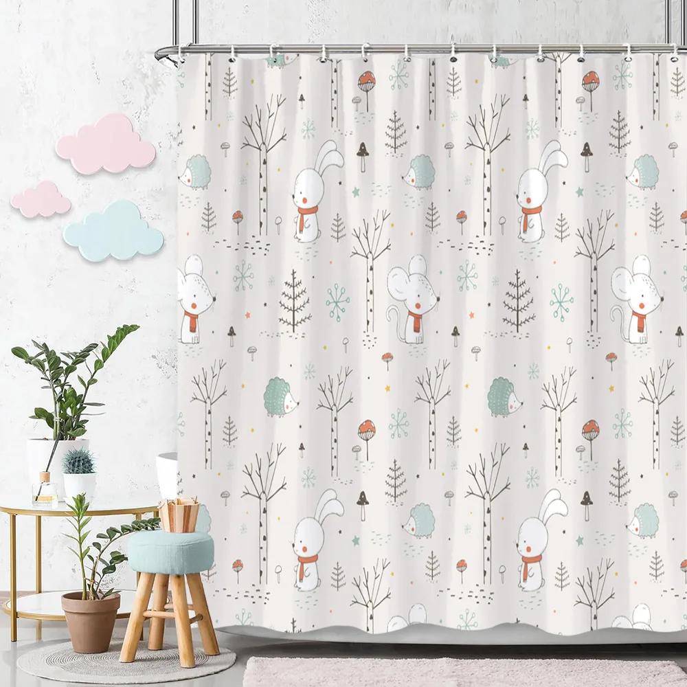 Beautiful Love Rainbow Shower Curtain Gift Idea Bohemian Printed Pattern Polyester Fabric Bath Curtain Bathroom Decor With Hooks