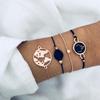 Boho Round Marble Charm Bracelet Set For Women Geometric Black String Rope Chain Bangle Female Bohemian Jewelry Gift