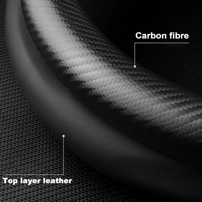 Car Sticker Carbon Fiber Car Emblem Steering Wheel Protective Cover For Skoda Octavia A5 Mk3 Fabia Yeti Kamiq Kodiaq Karoq Rapid   NL6