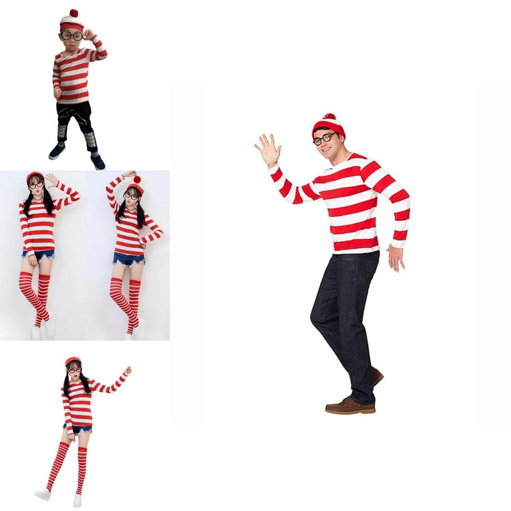 Where's Wally Halloween Costume Fun And Smart Uk Anime Cos Dress-up Outfit