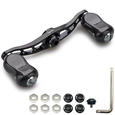 HEIGHTEN 88mm Rollengriff mit 21mm Carbon-Knopf für allgemeine Baitcastingrollen Arch Gourd Serie Schwarz SHIMANO, DAIWA, Abu, (Carbon-Knopf, & Gunmetal)