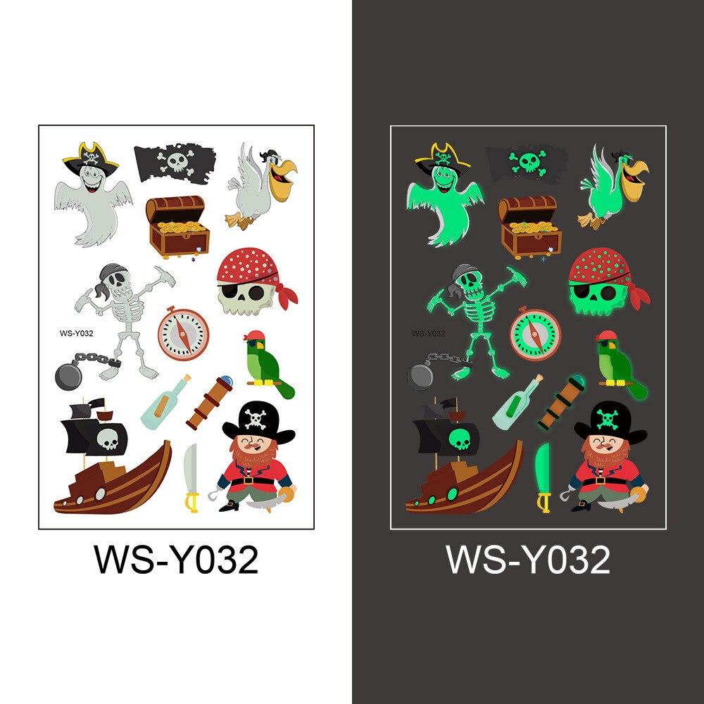 Kids Tattoo Stickers Luminous Temporary Fake Tattoos Glow Paste on Face Arm Leg for Children Body Art Mermaid Sticker