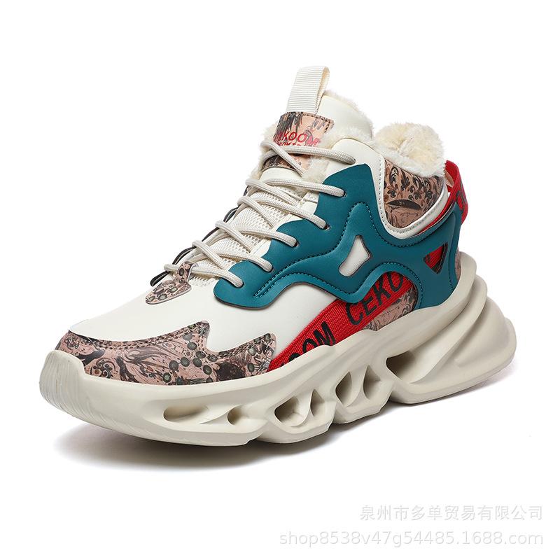 Winter new velvet thickened cold-proof and warm cotton shoes outdoor low-top soft-soled shock-absorbing sports tide shoes