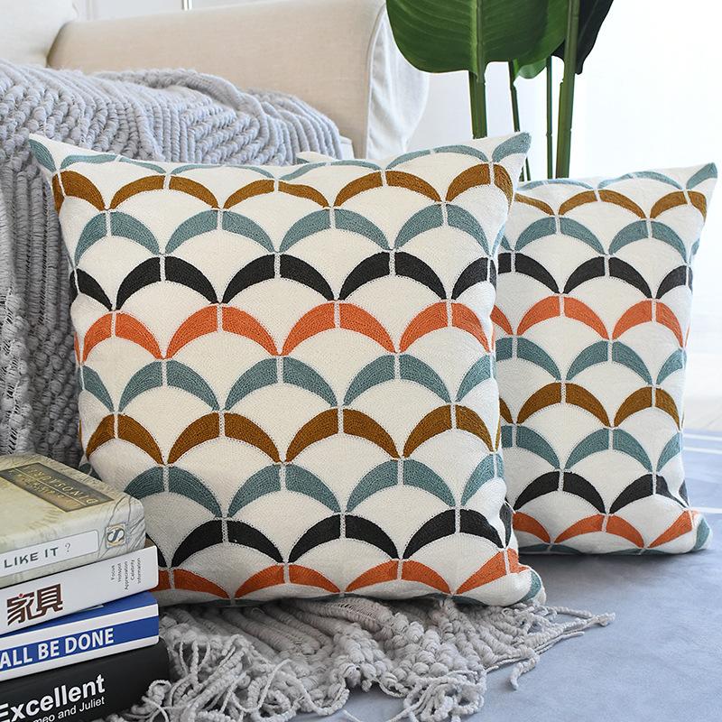Modern Mediterranean Geometric Sofa Office Sofa Pillow Cute Embroidered Pillowcase Coreless