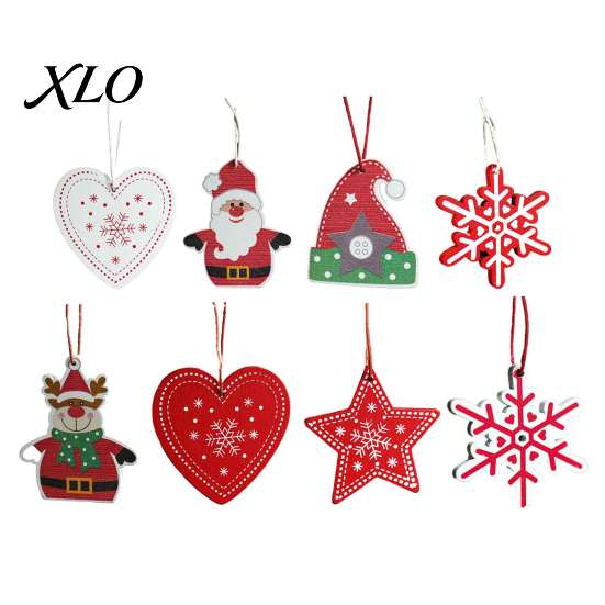 Retro Style Xmas Pendants Christmas Tree Wooden Pendant, Vintage Cartoon Ornament with Lanyards, Festive Wall Door Hangings Lightweight Pendant