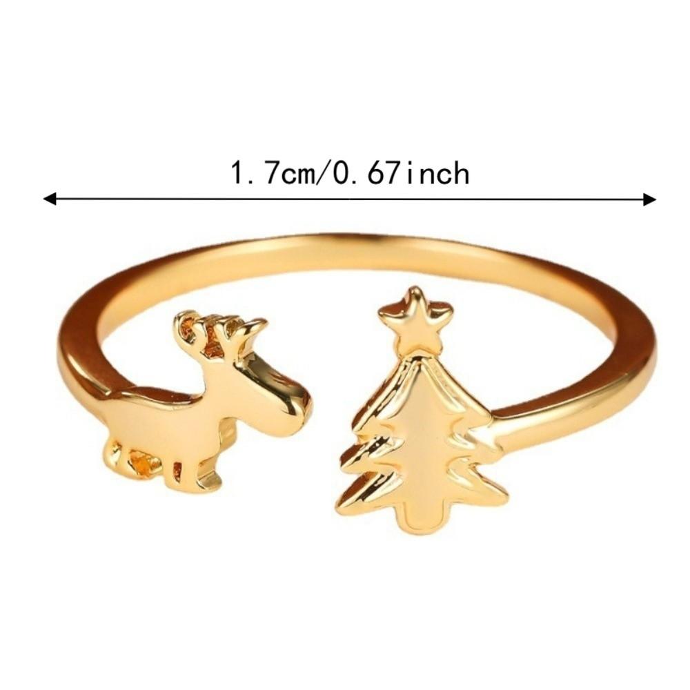Retro Reindeer Ring Lightweight Adjustable Ring Cute Christmas Tree Ring  Gift