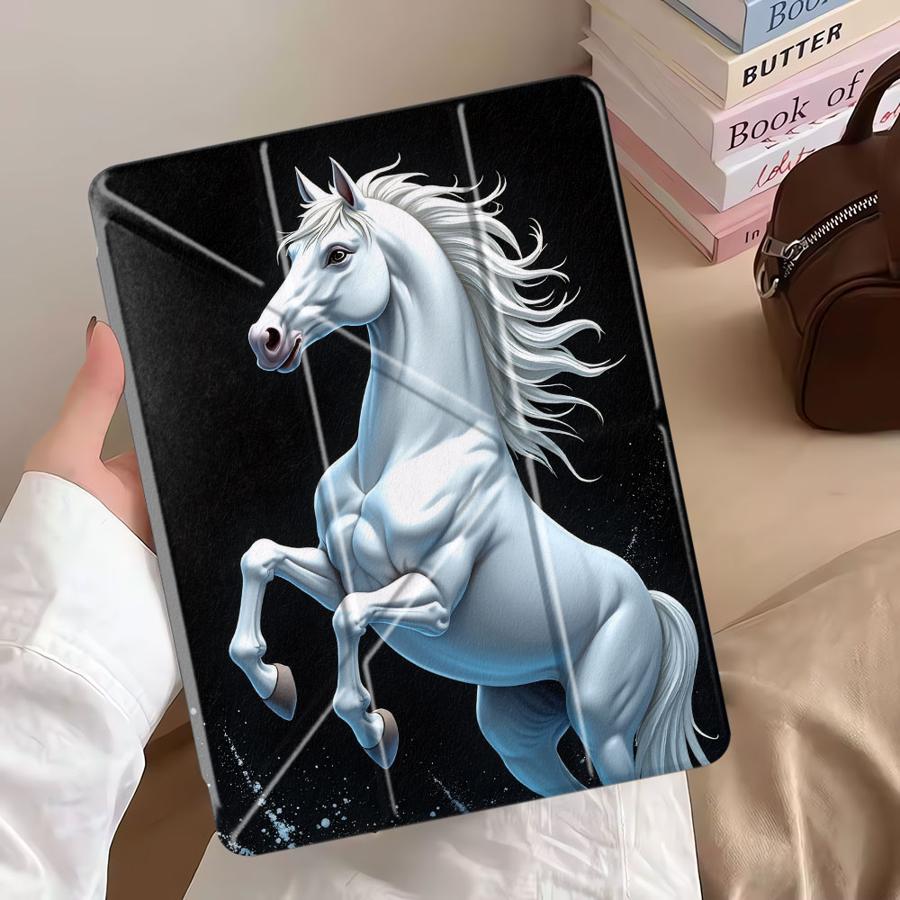White Horse Rearing In Water Tablet Case For iPad Mini 6 7 Pro 11th 10th 9th 8th 7th 12.9inch Air 4 5 M3 M2 1 2 M4 11inch Pro