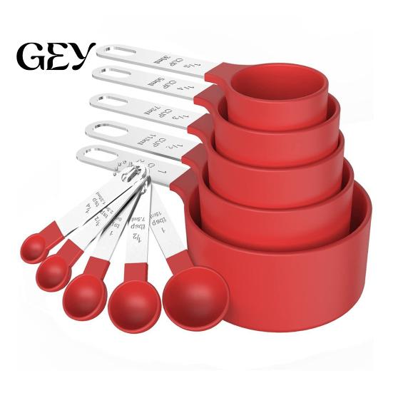 Kitchen Measurement Set 10Pcs Measuring Cups And Spoons Set, Stainless Steel for Dry Liquid Ingredients, Nesting Baking Tools, Gadgets Wet Ingredient