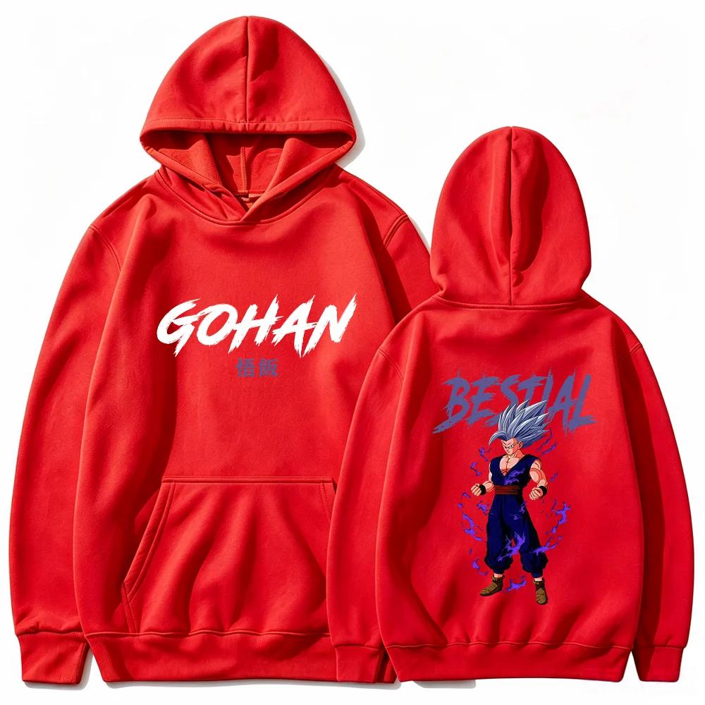 Gohan Hoodie Beast Dragon Anime Purple Lightning Aura Streetwear Aesthetic White Oversized Casual Sport Sweatshirts