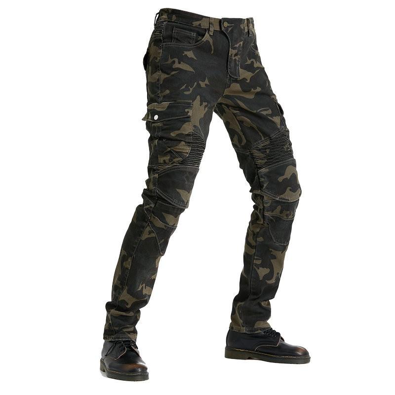 Mens Camouflage Motorcycle Riding Pants With Crash Protection Off-Road Street Use