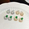 Copper Zirconia Stud Earrings: Elegant Luxury Design for Women, Full Diamond Appeal, High-End Fashion Jewelry.