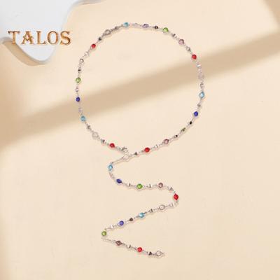 Collana da donna colorata finta di cristallo regolabile lunghezza scollo a V profondo vestiti abbinati collana lunga clavicola ballo festa gioielli petto
