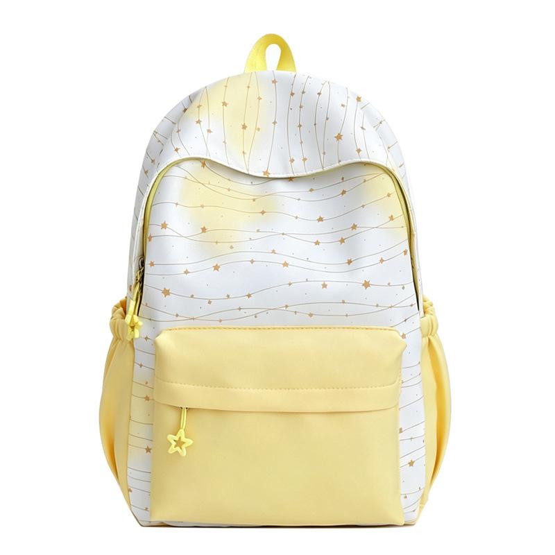 Schoolbag Korean Version Ins Splicing Backpack Women's Large-capacity High-value Cute Printed Student Schoolbag Sweet Versatile Backpack.