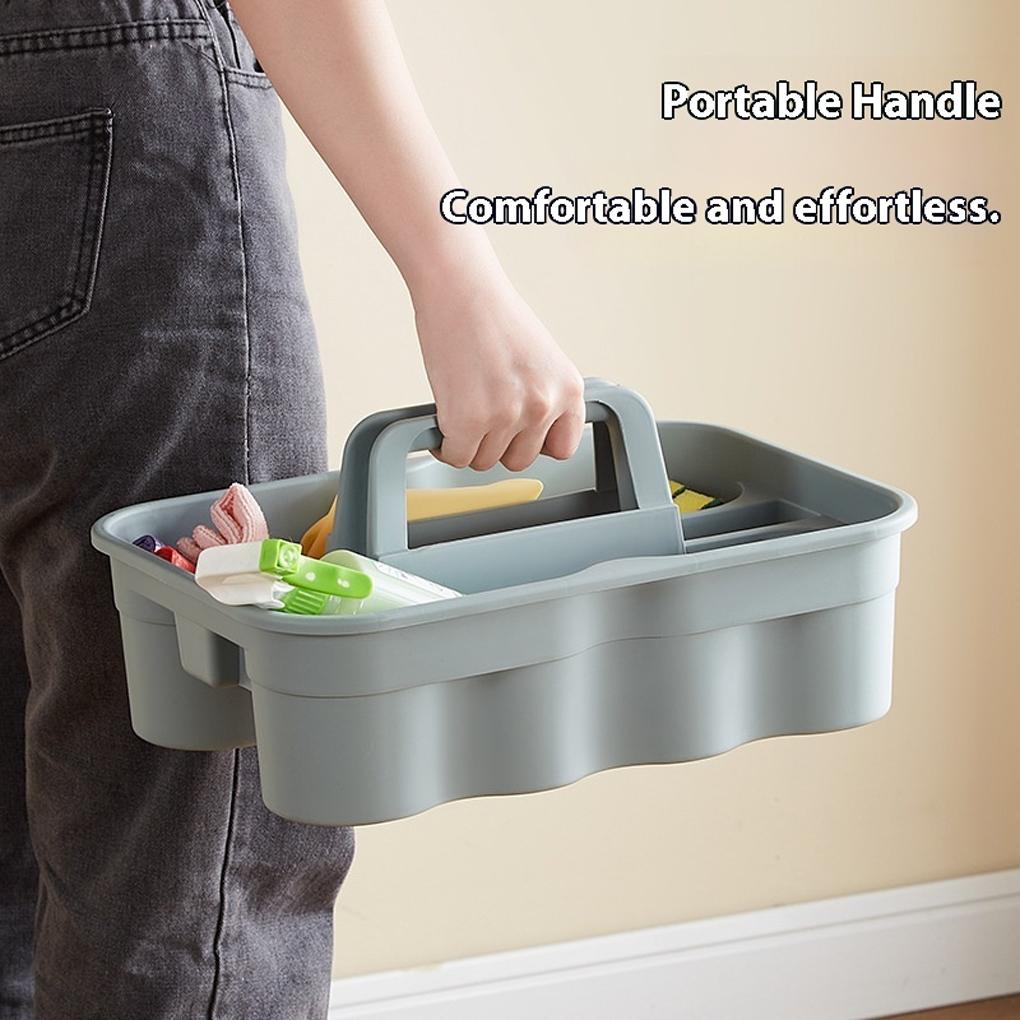 1PC Plastic Cleaning Tool Basket Tote Bucket Cleaning Tool Organizer 3-Compartment Cleaning Tool Carrier Box With Handle