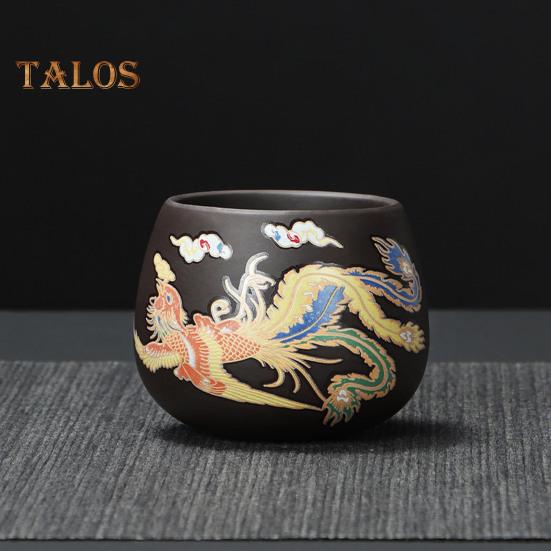 Teapot Chinese Dragon Phoenix Auspicious Zisha Clay Gongfu Tea Kettle for Loose Tea Hand-made Tea Pots with Unique Color-changing Effect Tea Lover's