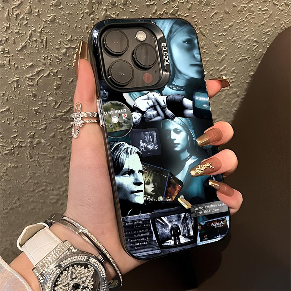 S-Silent Horror Hill Game Pouzdro na telefon Pro iPhone 16,15,14,13,12,11,Pro,Max,Plus,Mini,XS,SE Ochrana proti pádu Černé Matné Pevný Nárazník