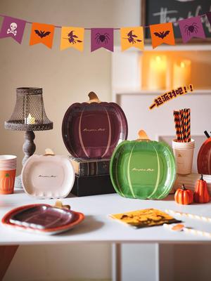 Decorações de Lanterna de Abóbora de Halloween: Enfeites de Mesa Festivos e Louças para uma Atmosfera Assustadora