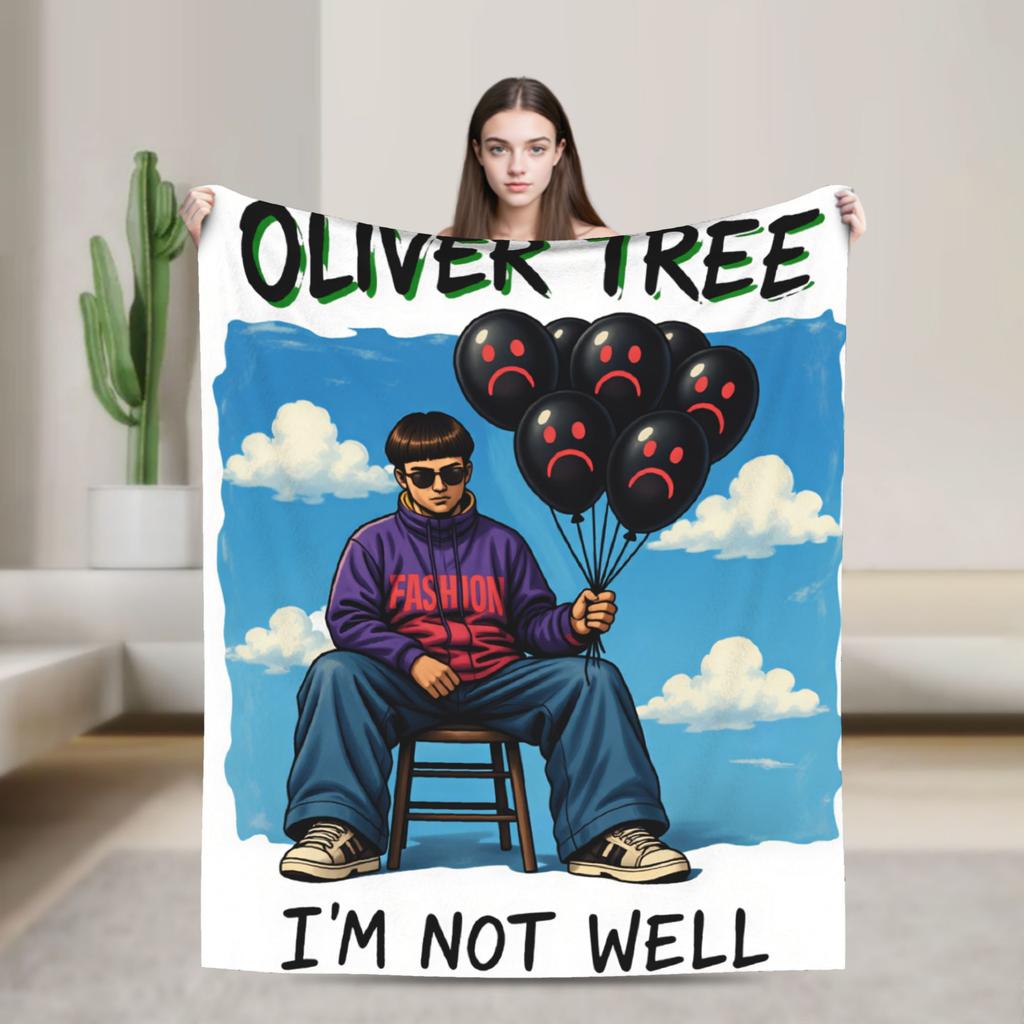 Oliver Tree Retro Art Design Throw Blanket Cozy Funny Blanket  For Living Room Camping Flannel Bedspread Bed Cover