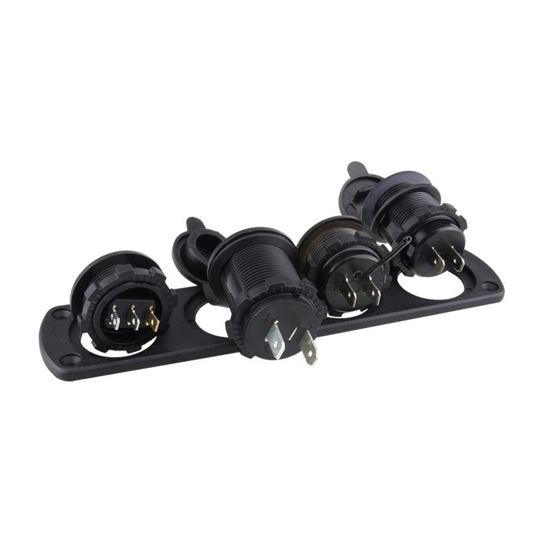4 Holes Switch Panel Dual USB LED Port 12V Power Socket Digital Thermometer Voltmeter  for Boat Car Truck