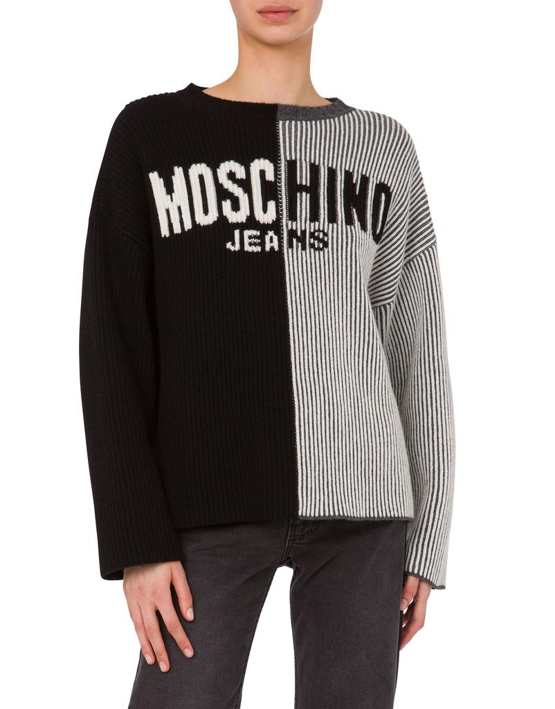 MOSCHINO Jeans Two-Tone Mix Logo Knit