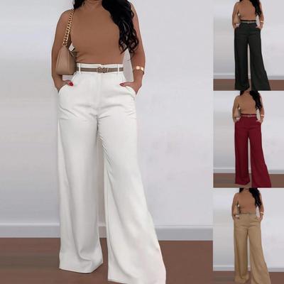 Women High Waist Wide Leg Straight Formal Elegant Commuter Long Pants