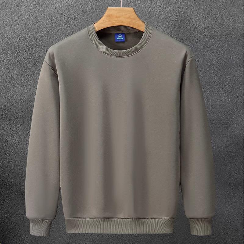 Men's 320g Heavyweight Drop Shoulder Crew Neck Sweatshirt, Autumn/Winter, Solid Color Cotton Pullover, Long Sleeve, Trendy Design