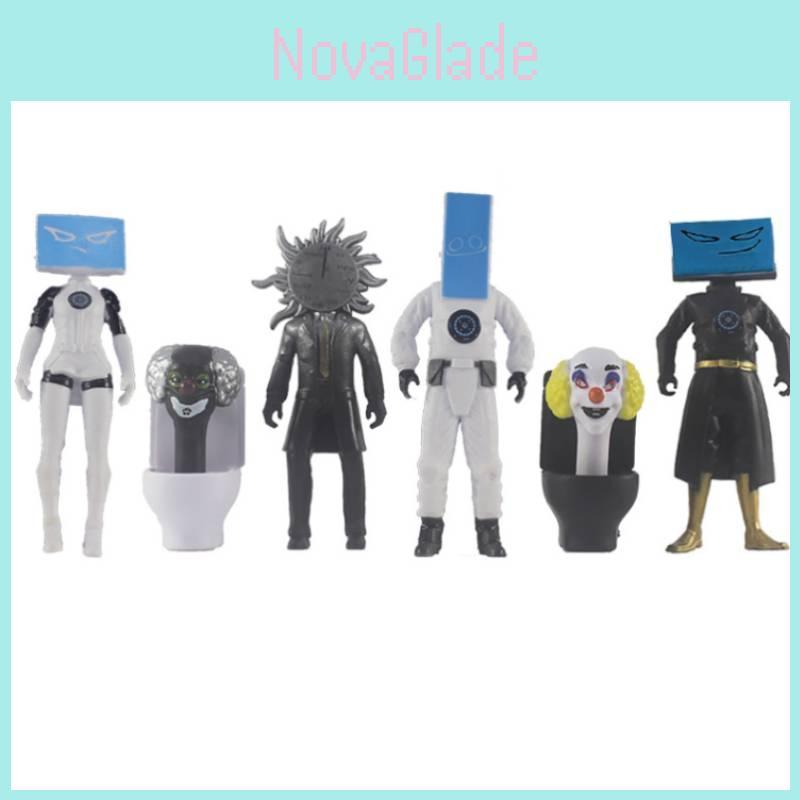 4.5 Inch Pvc Toilet Tv Human Model Figurine Clock Office Desk Decor Set Of 12