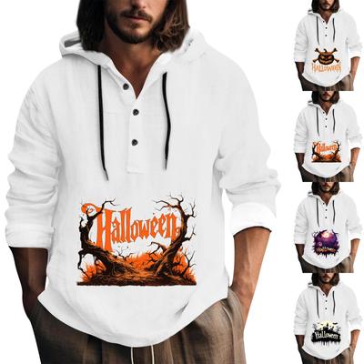 Halloween Bedruckter Kapuzen-Herren-Oversize-Kordelzug-Knopf-Hoodie