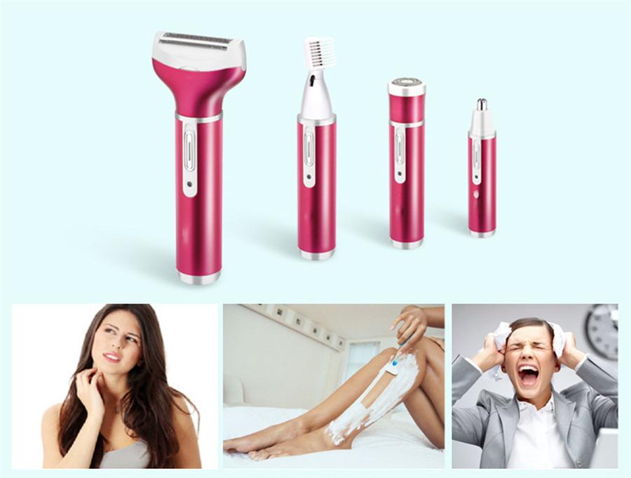 Electric Depilator Shaver Underarm Shaving Women's Eyebrow Trimming Knife Men's Nose Hair Four Head Repair Knife