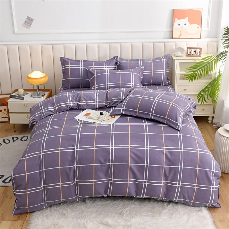 Blue Striped Plaid Style Duvet Cover Set Modern Geometry Quilt Cover with Pillowcases Bedding Set 3Pcs for Kids Boys Room Decor