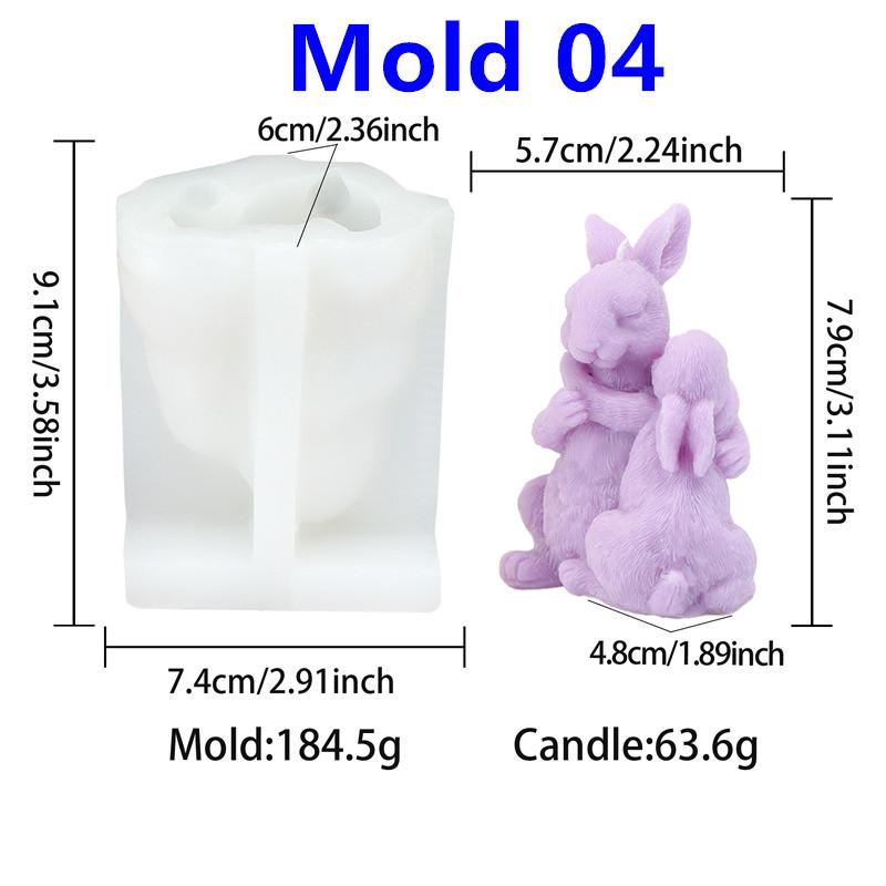 Easter Couple Rabbit Silicone Candle Mold DIY Hugging Rabbits Rabbit Family Designs Handmade Candles Gypsum Crafts Easter Gifts