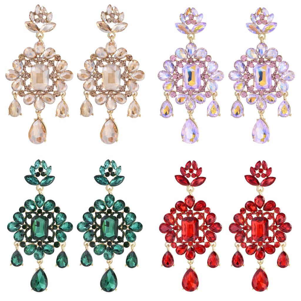 Fashion Lady Geometric Crystal Earrings With Irregular Design For Elegant Occasions