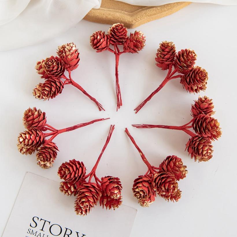 1/3pcs Artificial Plant Golden Fake Pine Nut For Festival Tree Decor Wreath Accessory Wedding Home Wall Hanging Photography Prop