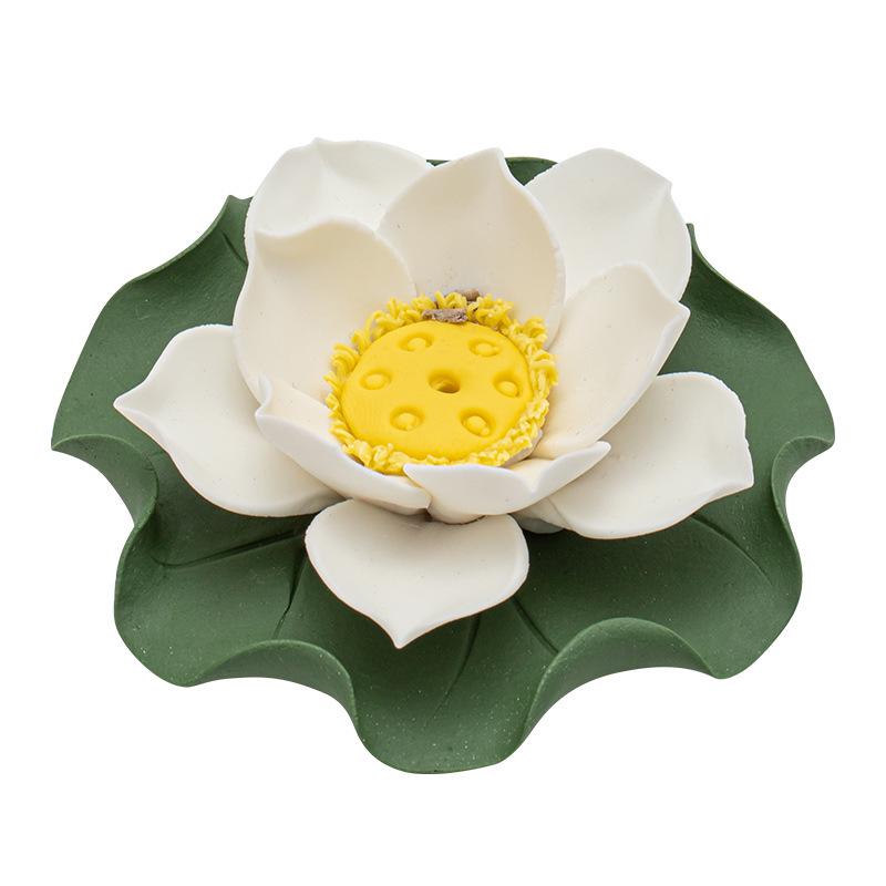 Handmade Ceramic Lotus Incense Holder for Indoor Use