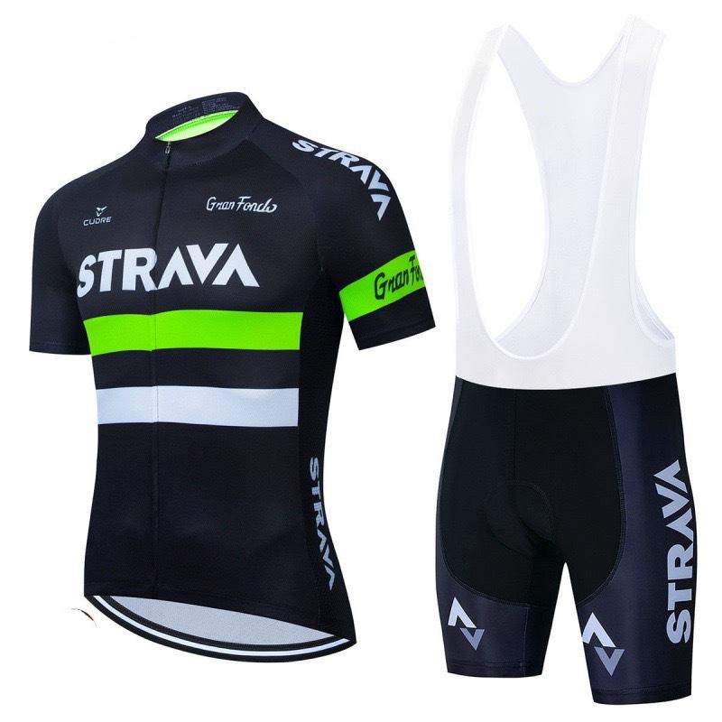 New Strava Cycling Suit Men's Outdoor Sports Cycling Short Sleeve Strap Shorts Set