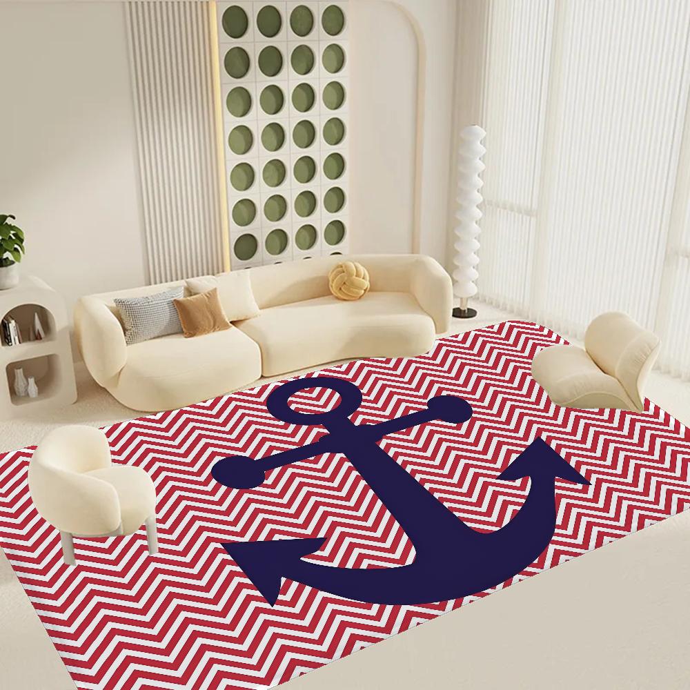 Alfombrilla de suelo con ancla náutica estilo INS suave para suelo de dormitorio casa lavadero alfombrilla antideslizante alfombras para zona de cabecera