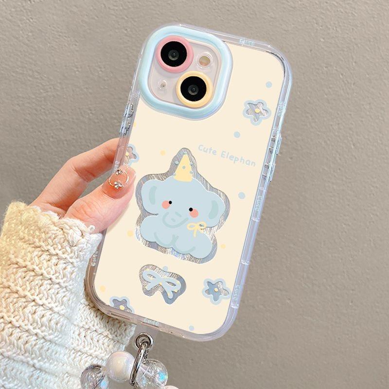 Cremiger Babyelefant Geeignet für Apple 16 Handyhülle 15pro Feder Iphone14promax Objektiv Rundumschutz 13/12