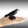 Nostalgie 3D Printed Crow Statue, Gothic Dark Academia Bird Sculpture, Matte Black Raven Figurine, Stable Rock Base for Desk Display Cabinet,
