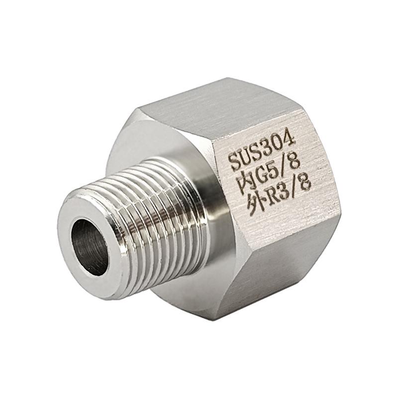

Stainless Steel Adapter Reducer: Female G5/8 BSP PF to Male R3/8 BSPT ZG PT (1192)