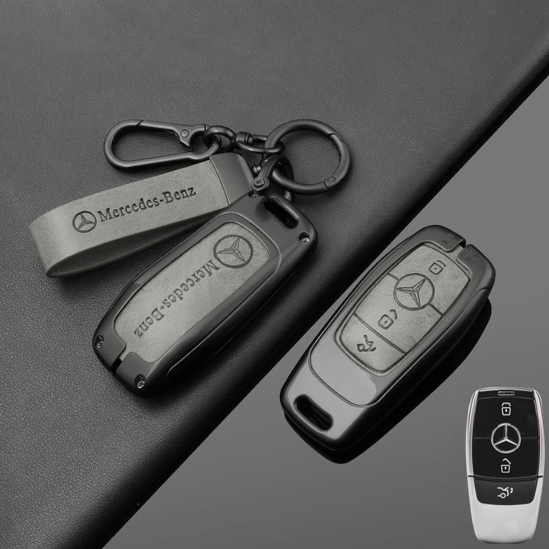 Alloy Leather Car Smart Key Case Cover Protection Shell For Mercedes Benz C E S GLC W205 W213 X253 W222 W166 W176 W246 Keychain QT1