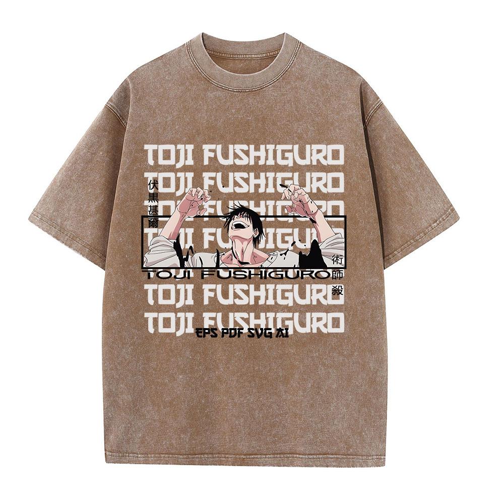 Anime Jujutsu Kaisen T-skjorter Vintage Vasket T-skjorte Harajuku Oversize Bomulls-T-skjorte Bomull Mote Streetwear Unisex Topp