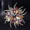 Elegant Double Layer Flower Brooch With Crystals and Florals Designs for Women Jewelry Accessories