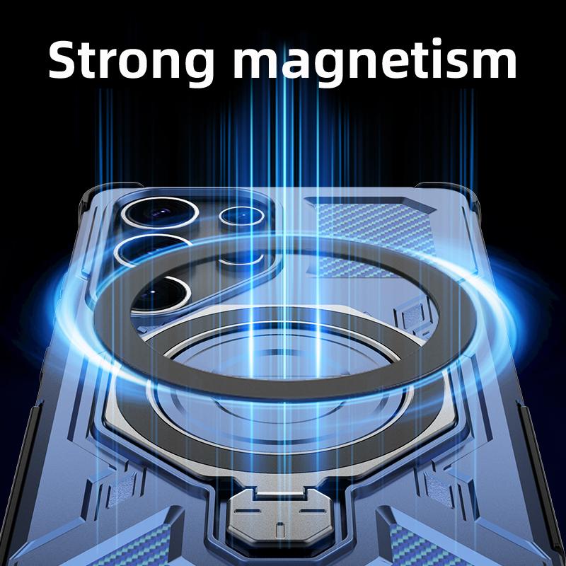 KEYSION Shockproof Magnetic Case for Samsung S25 Ultra 5G S25+Plus Upright Live Metal Ring Stand Phone Cover for Galaxy S25 Edge