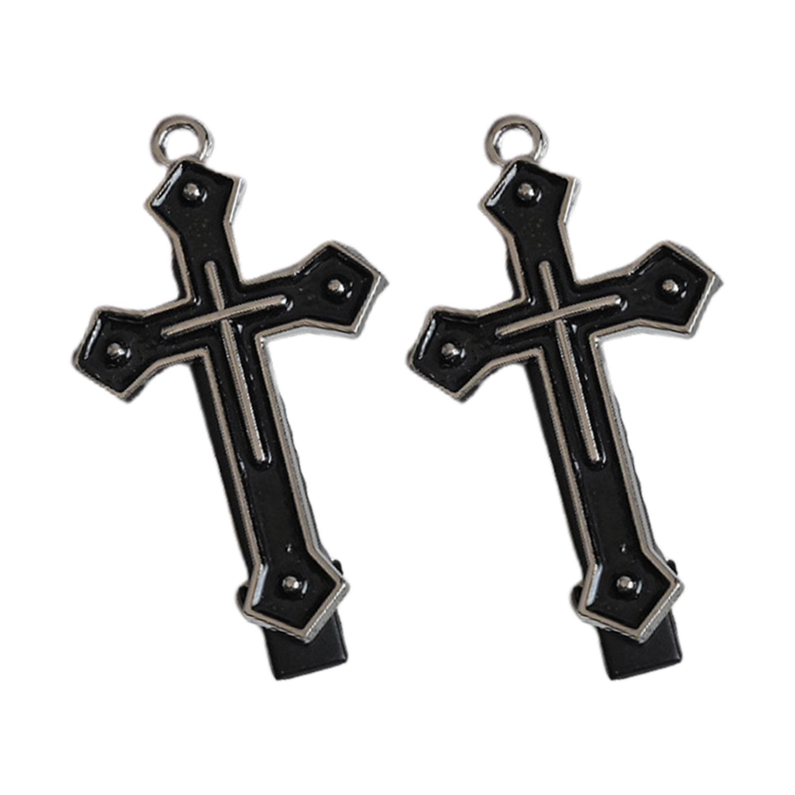 

Dark Flat Clip Hairpin Cross Balletcore Headwear Bunches Clip Elegant Black Cross Hair Clip Photo Props B