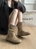 Women's Retro Ankle Boots: Hidden Heel, Western Cowboy Style, Slimming Push-Up, Martin Design - 2025 Autumn Collection