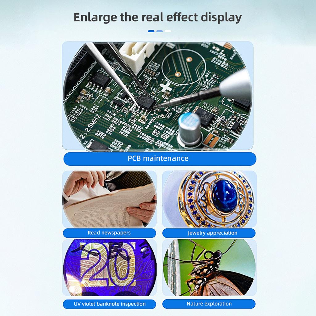 Handheld Digital Magnifying Glass Digital Microscope for Adults Kids 100X Magnification 2.0 Inch